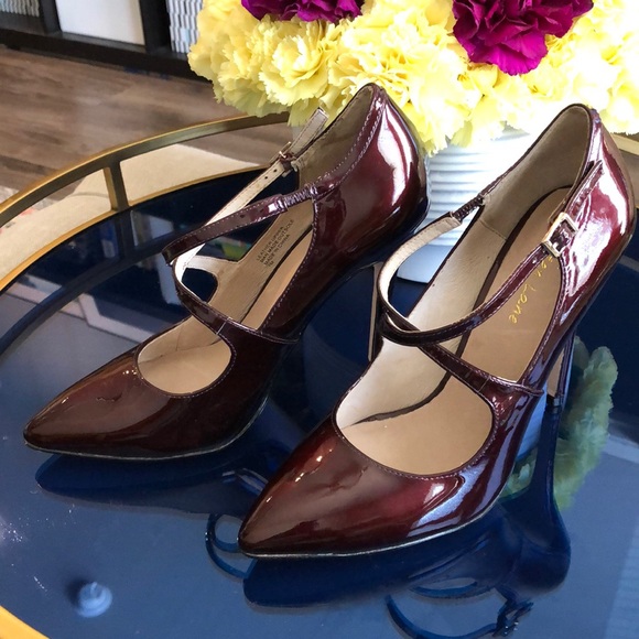 Maiden Lane Helen Crisscross Patent Pumps - Picture 2 of 8
